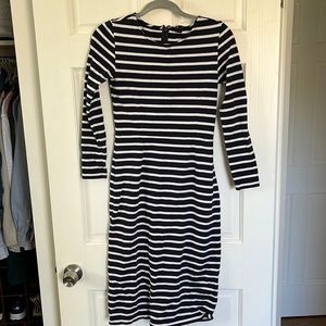 J Crew navy and white striped dress